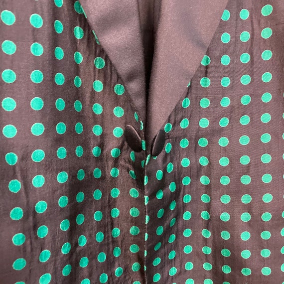 Vintage 1960’s Size L Black x Green Polka Dot Sil… - image 6