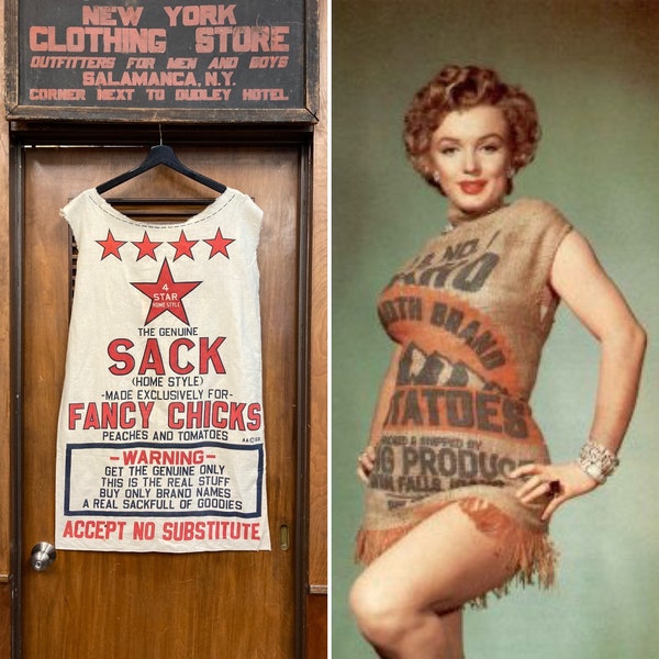 Vintage 50er Jahre Novelty Marilyn Monroe Style Pop Art Feed Sack Kleid, Vintage 50er Jahre Kleid, Mehlsack Kleid, Pop Art Kleid, Marilyn Monroe