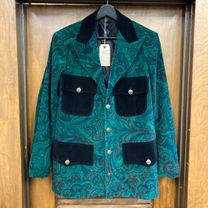 Vintage 1960s Carnaby Street Style Crushed Velvet Paisley Mod Glam Disco Sport Coat Jacket, 60s Vintage Clothing image 3