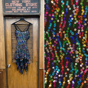 Vintage 1980’s Multi Color Sequin Disco New Wave Leotard Stage Dress, Vintage Leotard, Sequins, Disco, 1980’s, New Wave, Stage Dress,