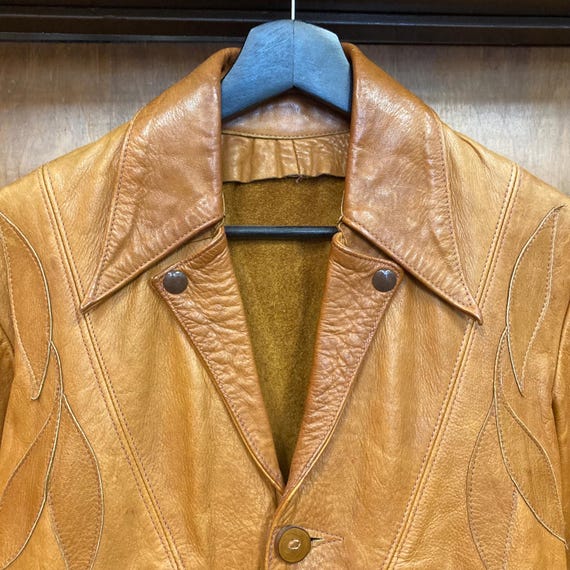 Vintage 1960’s “East West Musical Instruments” Rover Hippie Leather Jacket, 1960’s Leather Jacket View 4