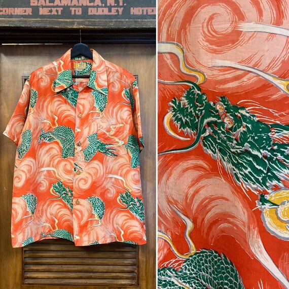 Vintage 1950’s Size L “Andrade” Dragon East Asian