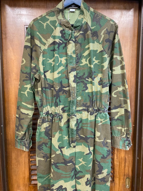 Vintage 1980’s Green Camouflage Workwear Jumpsuit… - image 3