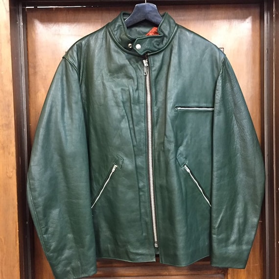 Vintage 1960’s “Just Leathers” Green Motorcycle C… - image 3