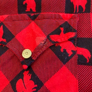 Vintage 1960s Levis Winchester Western Cotton Animal Print Plaid Cowboy Work Shirt, 60s Snap Button Shirt, Vintage Clothing image 10
