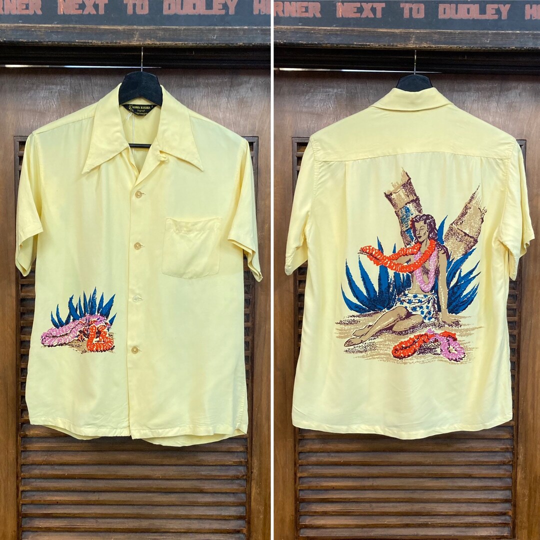 Vintage 1940s Original art Vogue Hula Girl Back Panel Rayon Hawaiian Shirt, 40s Loop Collar, Vintage Clothing - Etsy Vintage 1940s Original art Vogue Hula Girl Back Panel Rayon Hawaiian Shirt, 40s Loop Collar, Vintage Clothing - Etsy