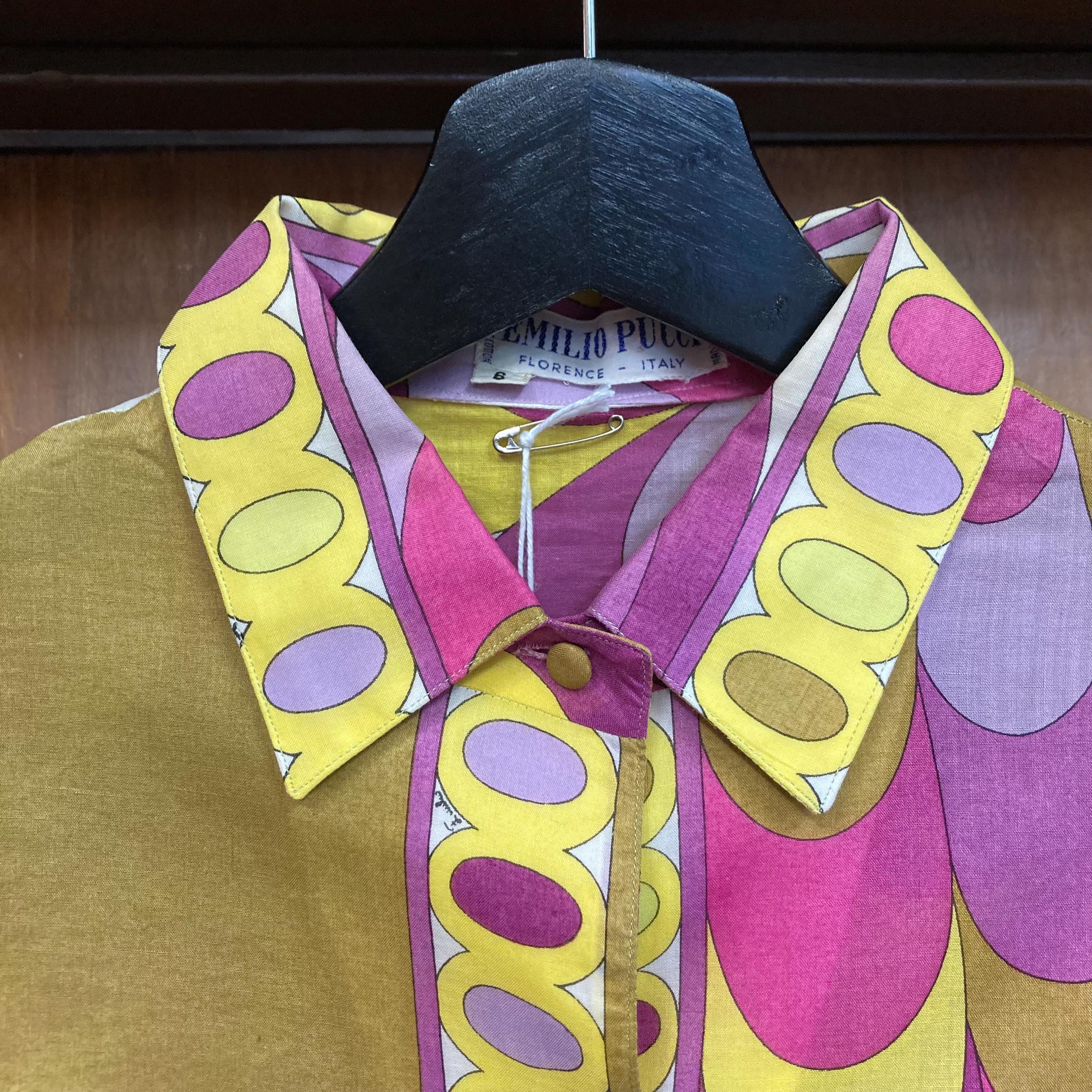 Vintage 1960's Emilio Pucci Original Mod Cotton Op Art Shirt