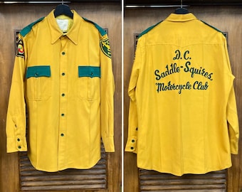 Vintage 1950’s Original “Saddle Squires” AMA Motorcycle MC Club Embroidered Rockabilly Shirt, 50’s Vintage Clothing