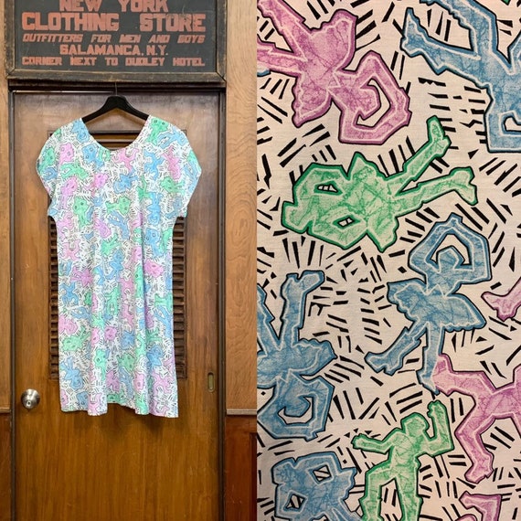 Vintage 1980's Keith Haring Style Dress, Vintage C