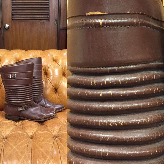 Vintage 1950’s, Brown Leather Boots, Engineer Boots, … - Gem