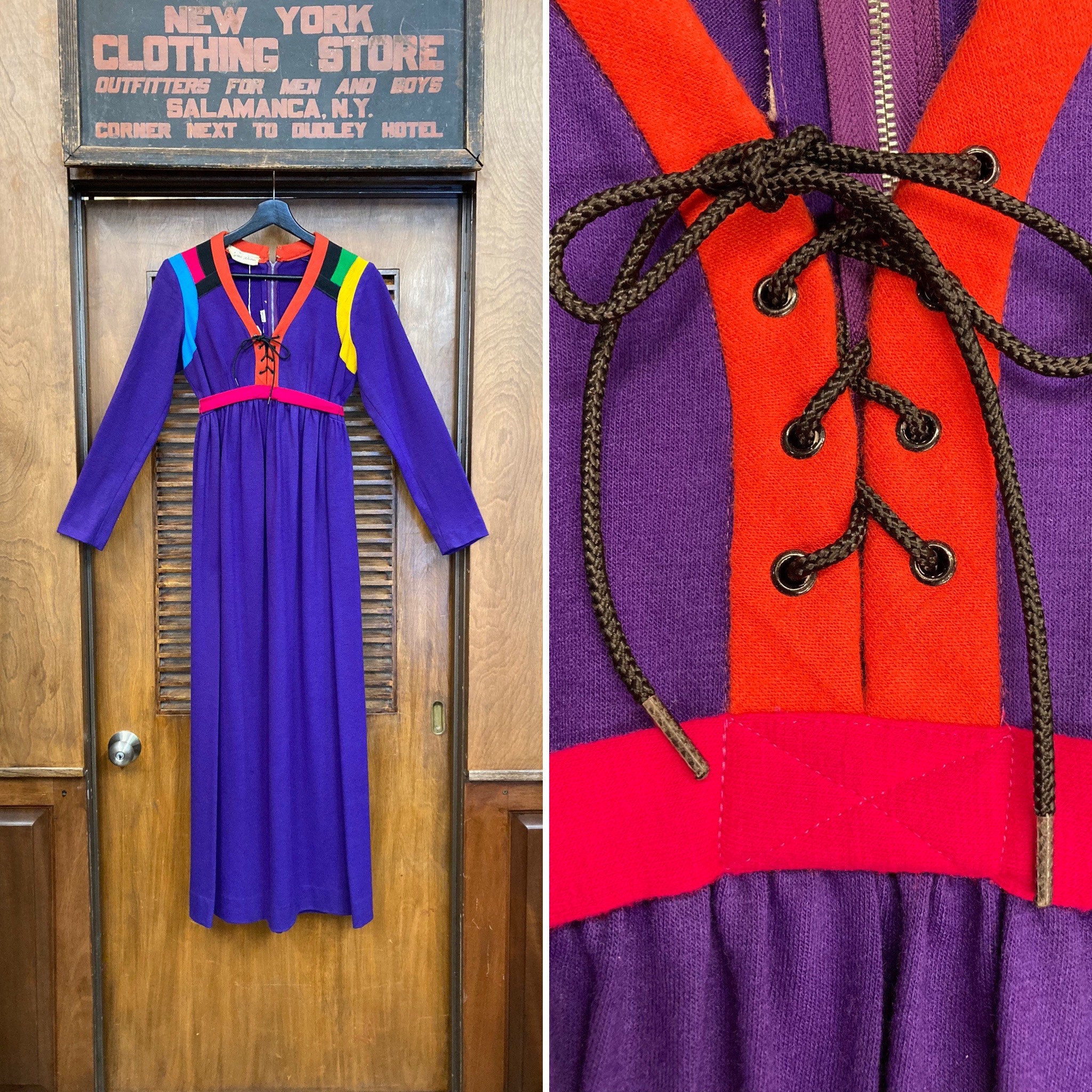 Vintage 1960's "Lillie Rubin" Mod Maxi Color Block Glam Designer Dress, Designer, Lillie Rubin, Mod, Glam