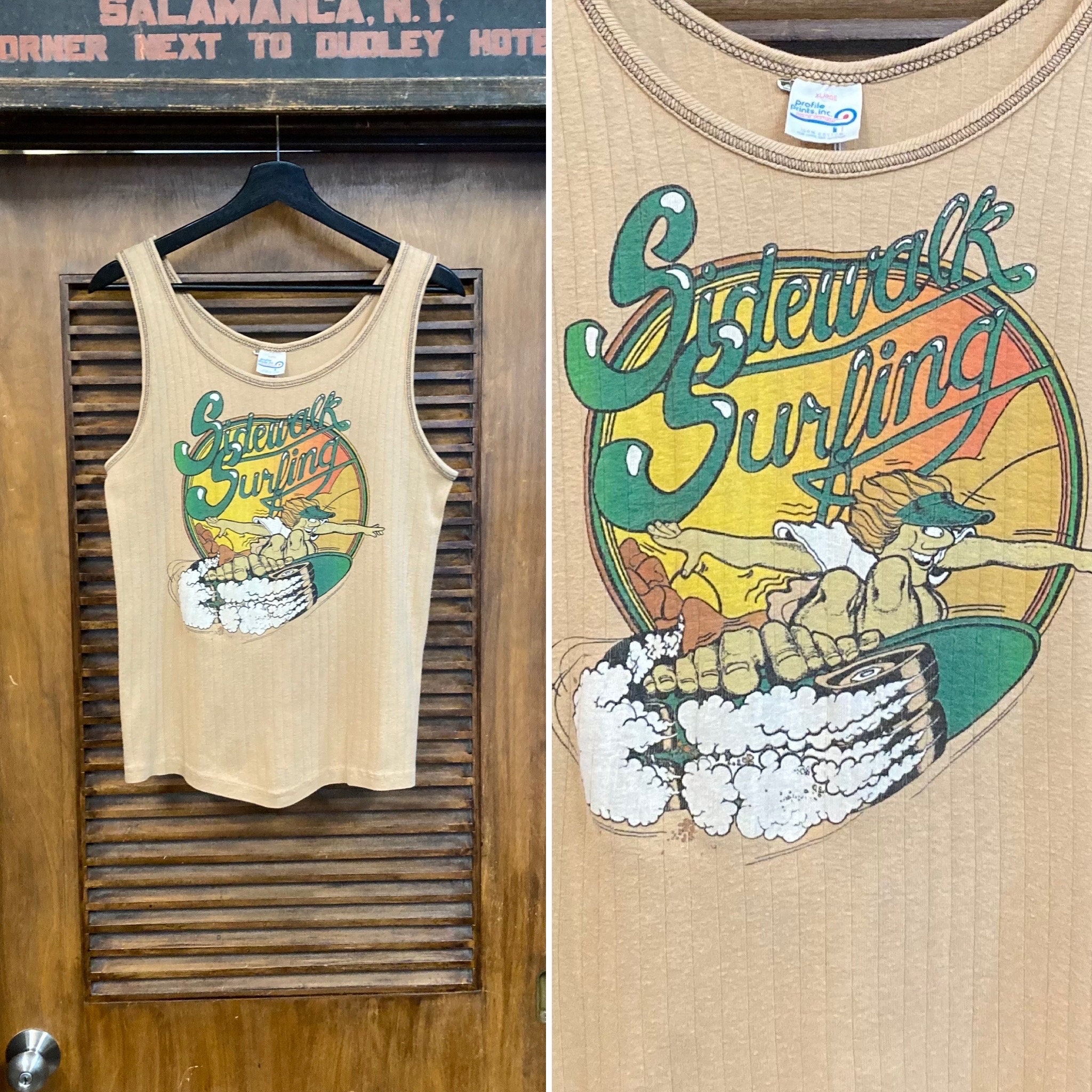 Vintage 1970's “sidewalk Surfer” Skateboard Cartoon Tank Top