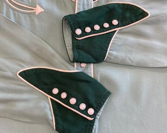 Vintage 1950's Size L/XL Two-tone Green Rayon Gabardine Vintage 1950's Size L/XL Two-tone Green Rayon Gabardine