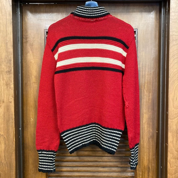 Vintage 1950’s Red Turtleneck Sweater, 50’s Knit … - image 4