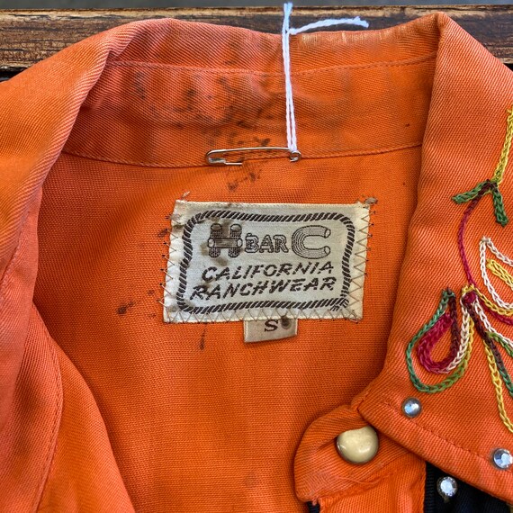 Vintage 1950’s Original “H Bar C” Orange Western … - image 9