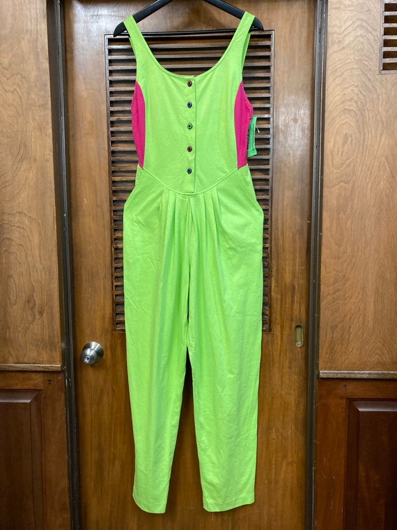 Vintage 1980’s NOS Peter Max Knit Neon Jumpsuit, … - image 2