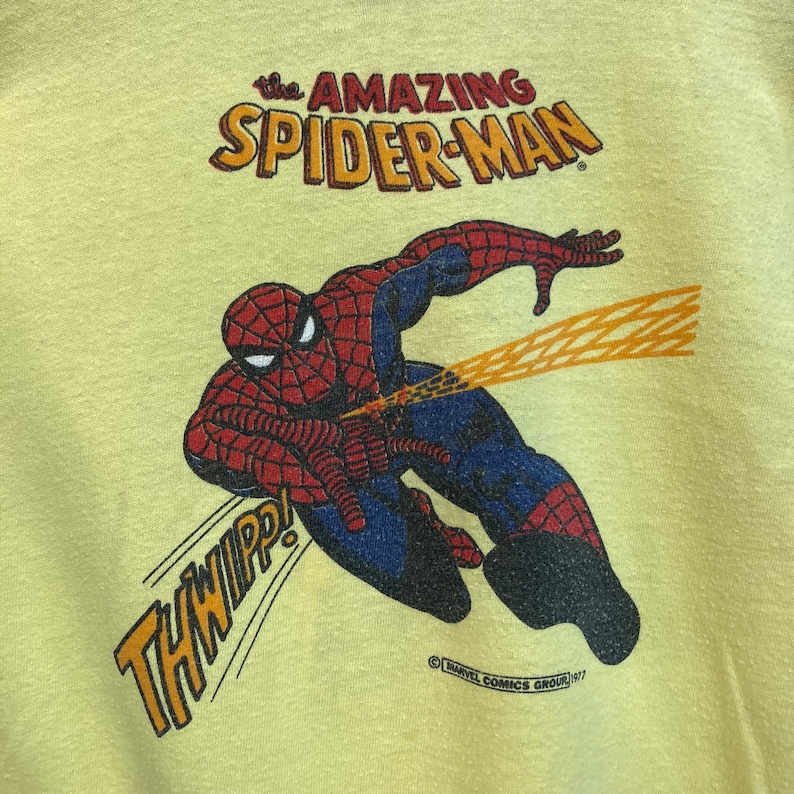 Vintage 1970s Dated 1977 Spider-Man Marvel Comics Superhero Comic Book Ringer Tank Top T-Shirt, 70s Vintage Clothing image 4
