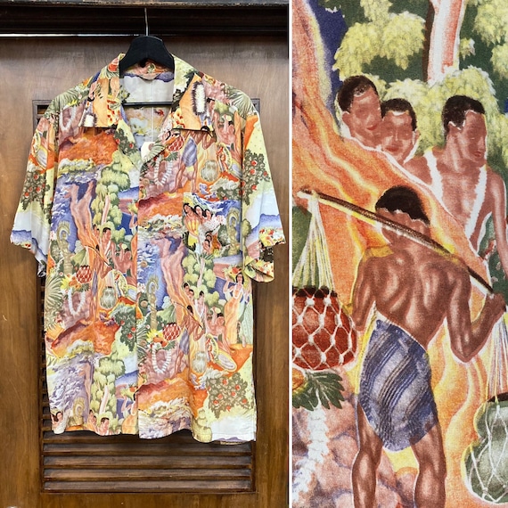 Vintage 1950’s Size L “Kamehameha” Nylon Eugene S… - image 1