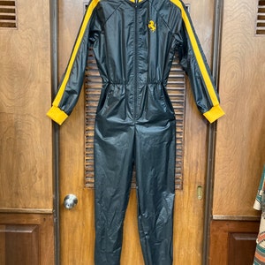 Vintage 1970s Black & Yellow Disco Mod New Wave Racing Jumpsuit Outfit, Racing Jumpsuit, Vintage Coveralls, 1970s, Disco, New Wave, image 2