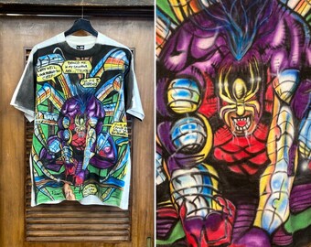 Maglietta vintage anni '90 con supereroe dei fumetti Araknis, Spider-Man, datata 1996, maglietta anni '90, abbigliamento vintage
