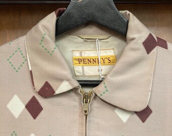 ジャケット・アウター 50s rayon gabardine jacket argyle Vintage 1950's “penney's” Argyle Diamond Rayon Gabardine