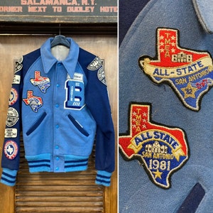Jahrgang 1980 Athletic Sport Varsity Wolle Rockabilly Jacke, 80er Jahre Jacke, 80er Jahre All State, 80er Jahre Chor Jacke, 80er Jahre Patches, Vintage Kleidung