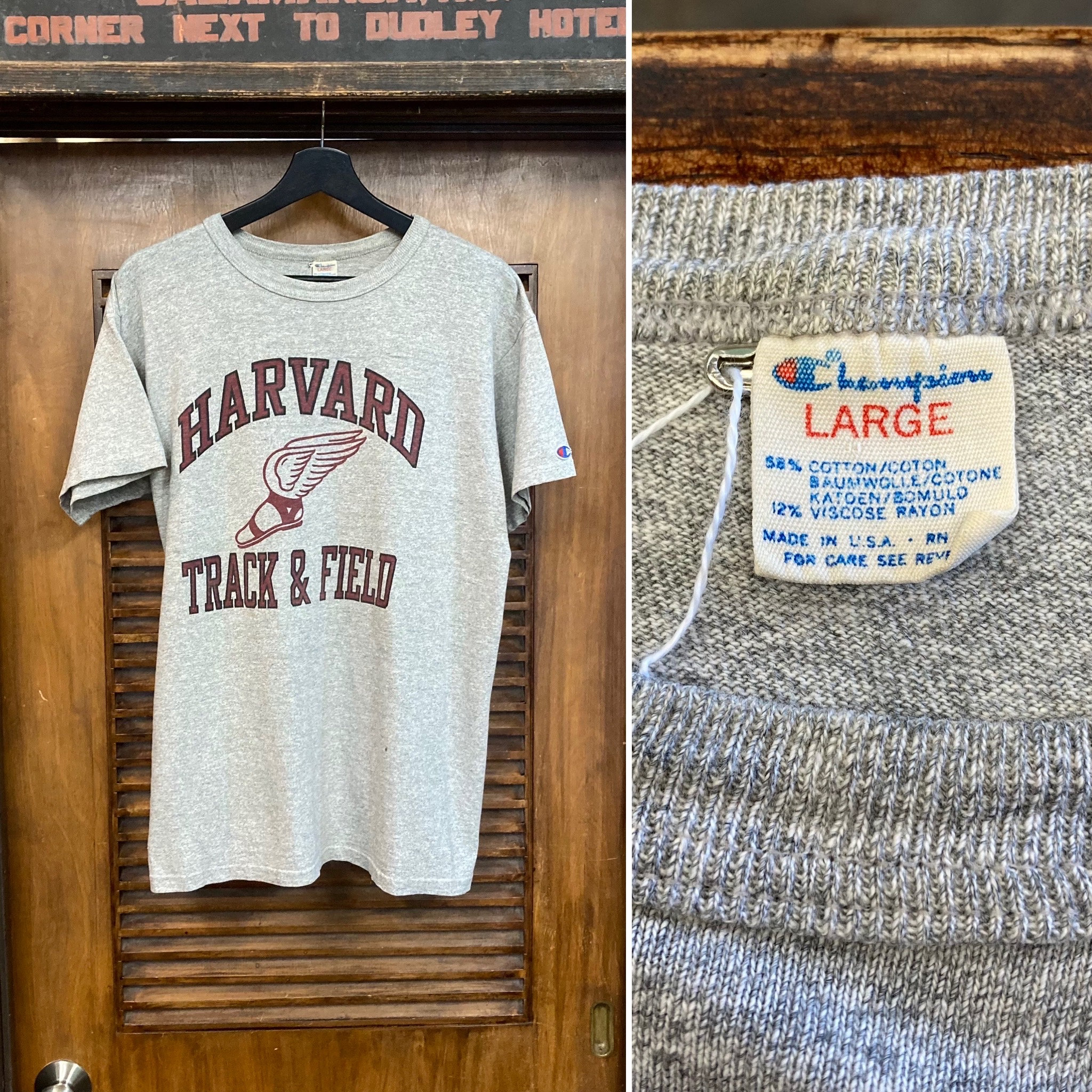 Vintage 1970's Size L “champion” Harvard Track & Field Ivy League