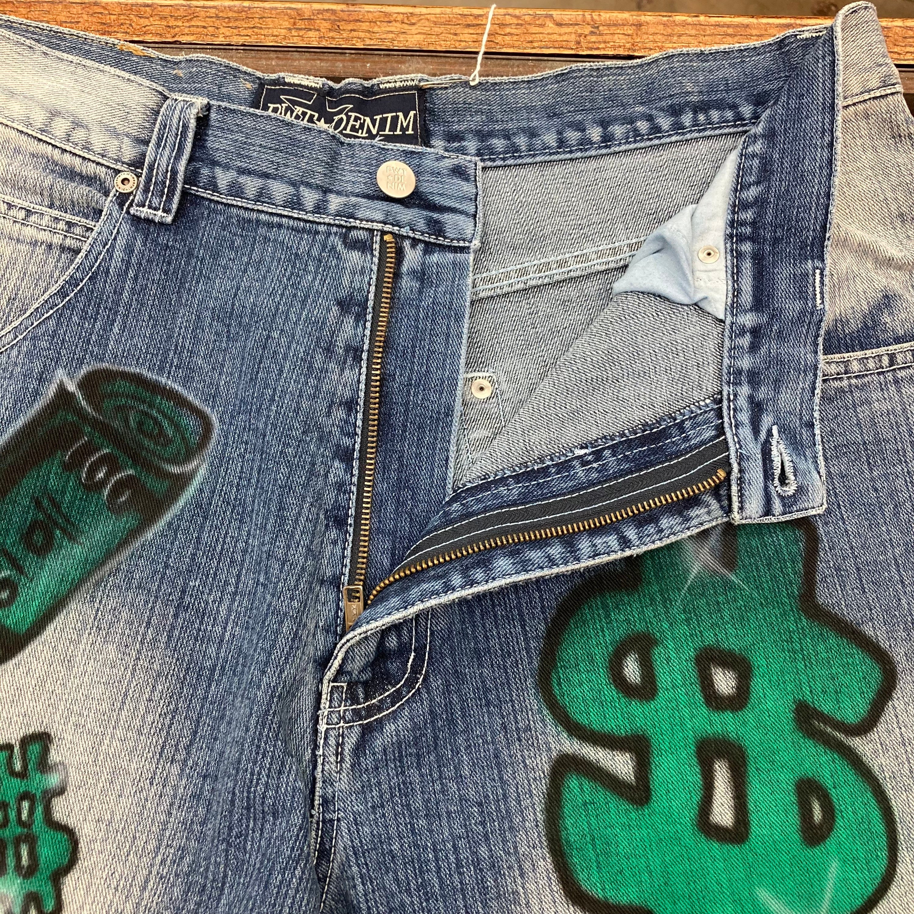 めめ！ Y2K Patch Print Wide Denim POHADON Women's Leopard Print Straight Leg Jeans Y2k Baggy