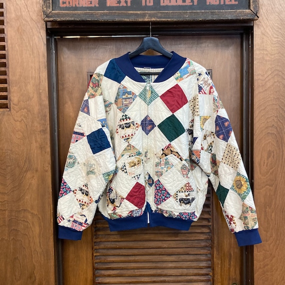 Vintage 1980’s Patchwork Bomber Quilted Jacket, 8… - image 2