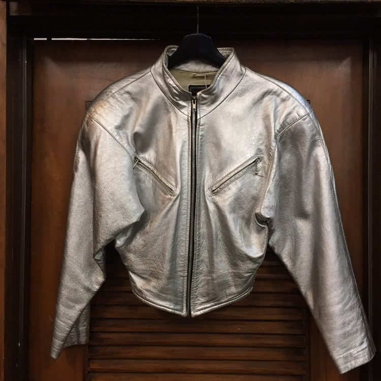 Vintage 1980s boy London Silver Cropped Leather Jacket Shoulder