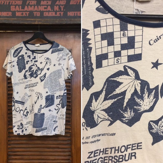 Vintage 1980’s Pop Art Cartoon Newspaper Print Tee