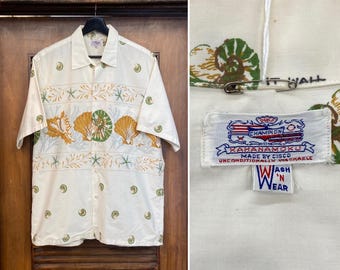 Medium 50s / 60s Iolani Rayon Hawaiian Shirt / Loop Collar 1950s 