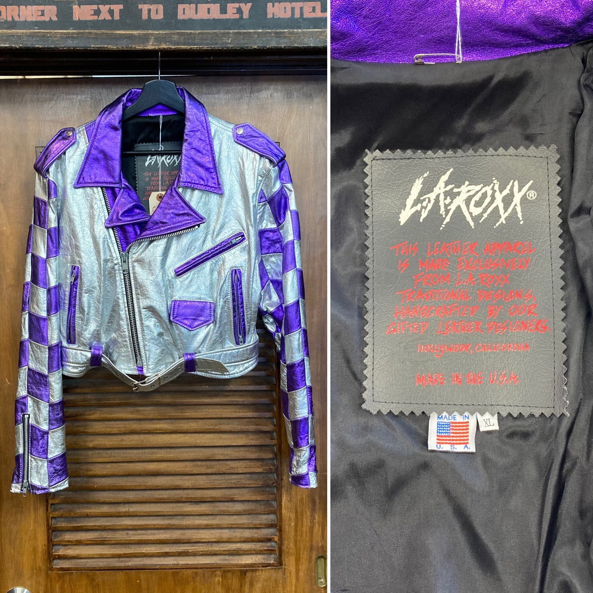 Vintage 1980's “L.A. Roxx” Silver X Purple New Wave Cropped Vintage 1980's “L.A. Roxx” Silver X Purple New Wave Cropped