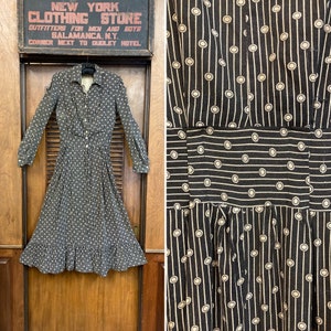 Vintage 1900’s Black & White Prairie Workwear Cotton Rare Print Dress, Vintage Prairie Dress, 1900s Dress, Vintage Workwear, Cottage Core