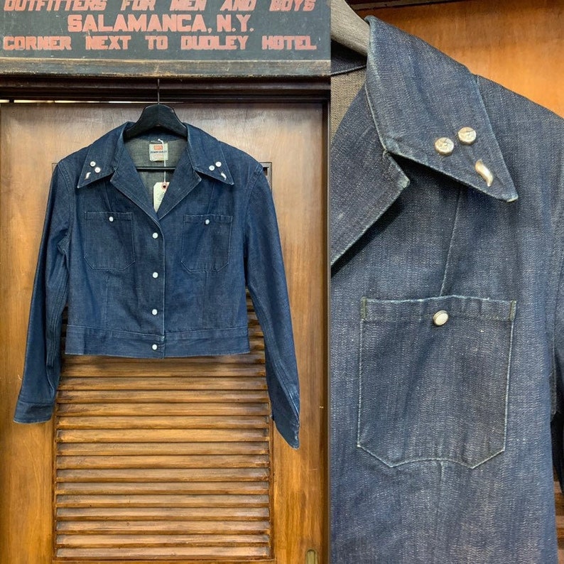 Vintage 1950's Levi's Studded Denim Shirt Jacket, Vintage Workwear, Vintage Levi's, Vintage Levi's Jacket, Vintage Denim, Vintage 1950's image 1