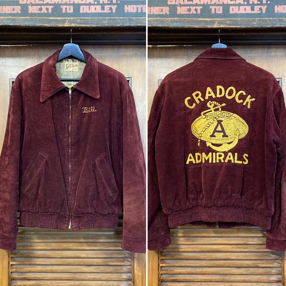 Vintage 1950s cradock Admirals Football Athletic Corduroy Jacket 