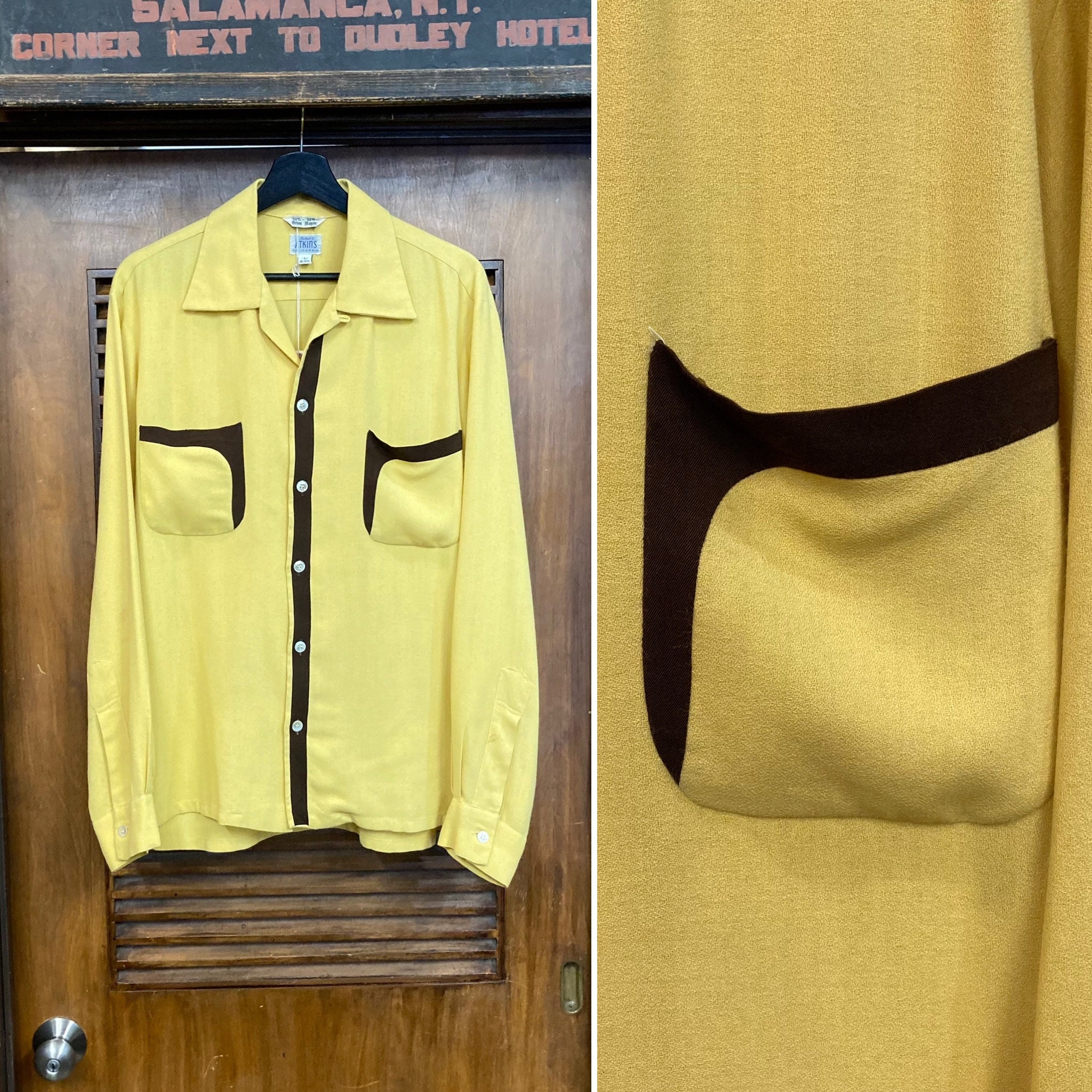 Vintage 1950's Size L Two-tone Rayon Blend Loop Collar Vintage 1950's Size L Two-tone Rayon Blend Loop Collar