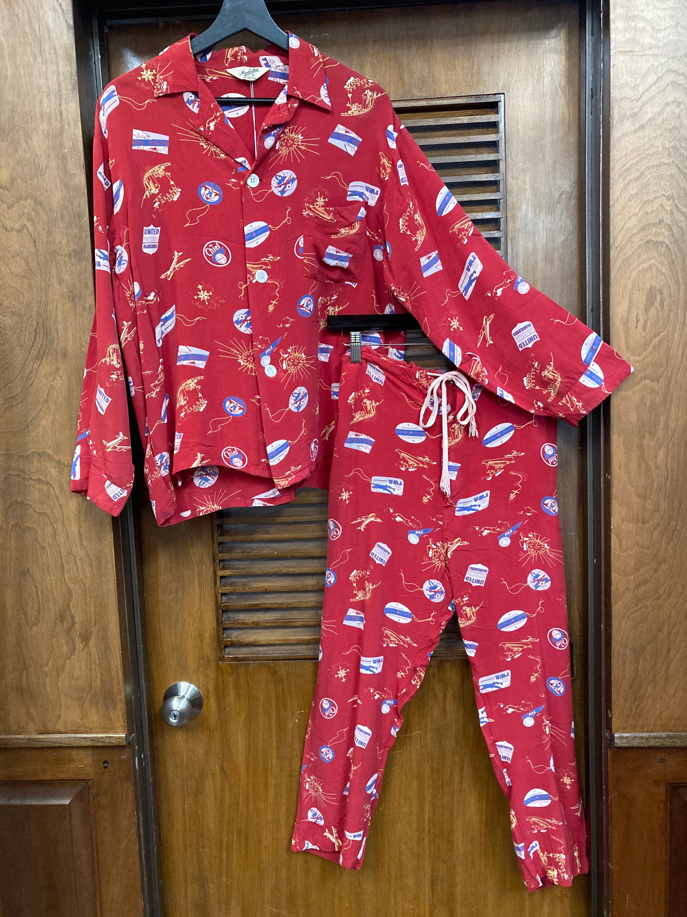 Vintage 1940s Atomic Travel Print Rayon PJ Lounge Hawaiian Outfit Set, Vintage Novelty Print, Airline Print, Pajama Set, 1940s Lounge Wear - Etsy Vintage 1940s Atomic Travel Print Rayon PJ Lounge Hawaiian Outfit Set, Vintage Novelty Print, Airline Print, Pajama Set, 1940s Lounge Wear - Etsy