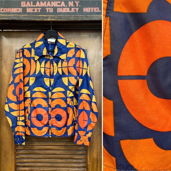 Vintage 1960’s Mod Op-Art Windbreaker Jacket, 60’s
