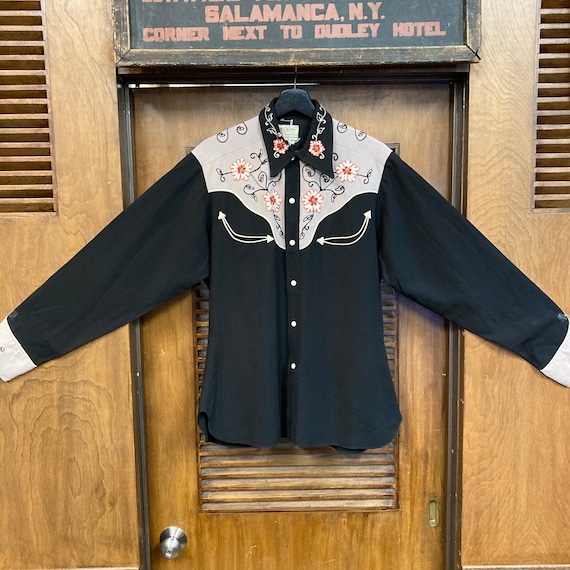 Vintage 1940's Jet Black Two-tone Rayon Western Cowboy