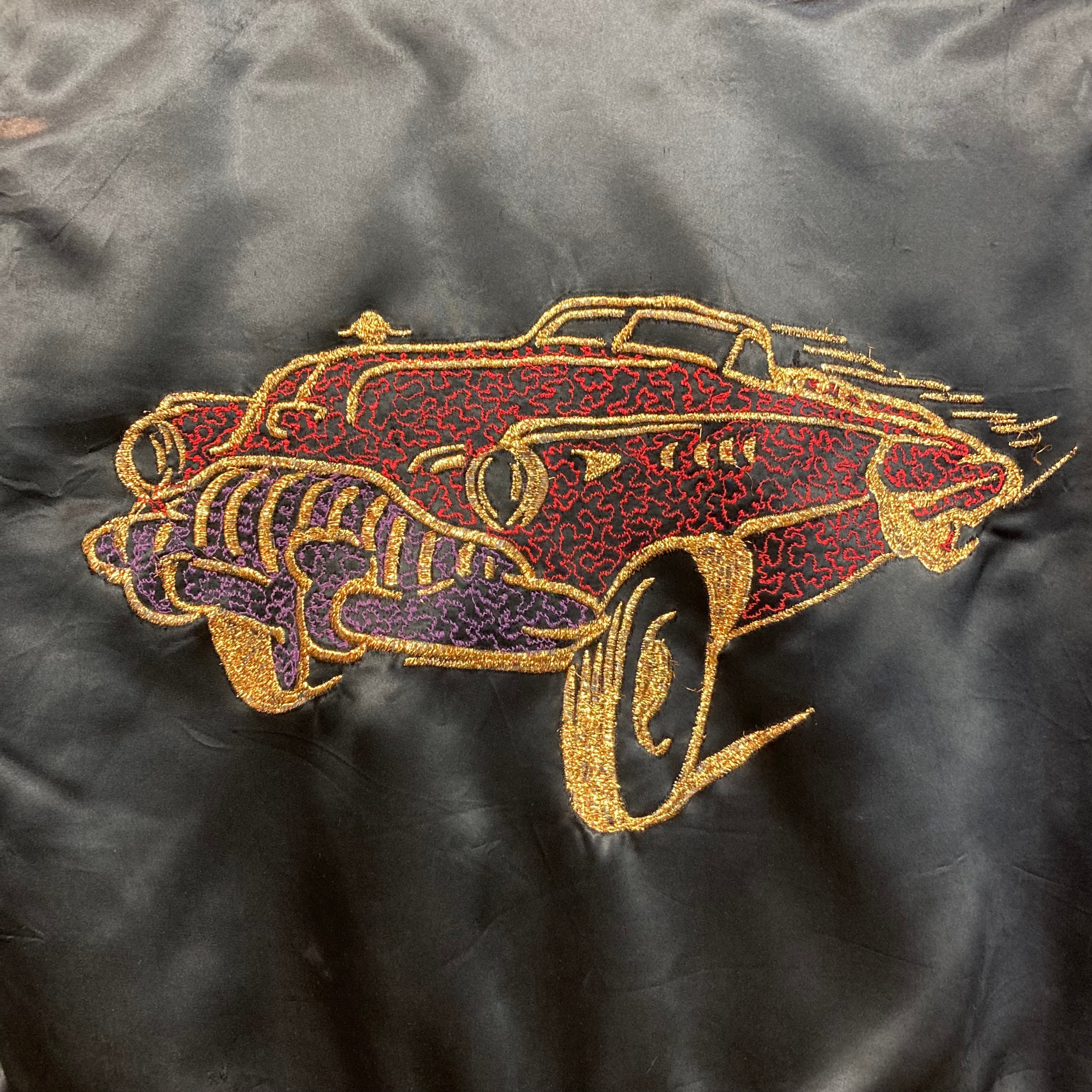 Vintage 1960's Glam Rock Automobile Embroidery Satin Cropped Vintage 1960's Glam Rock Automobile Embroidery Satin Cropped