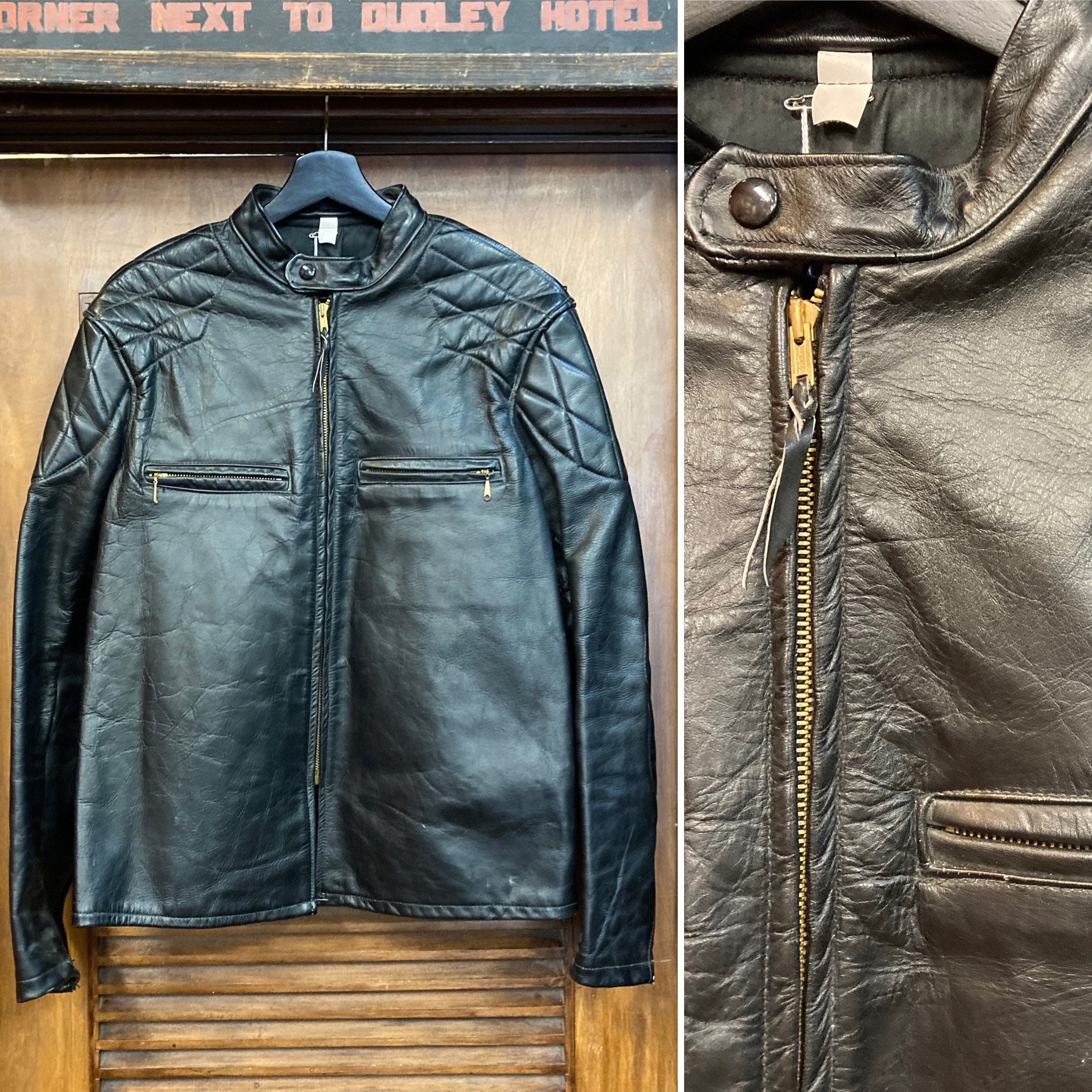 Buy Vintage 1960s Cafe Racer Leather Jacket Great Details 60s