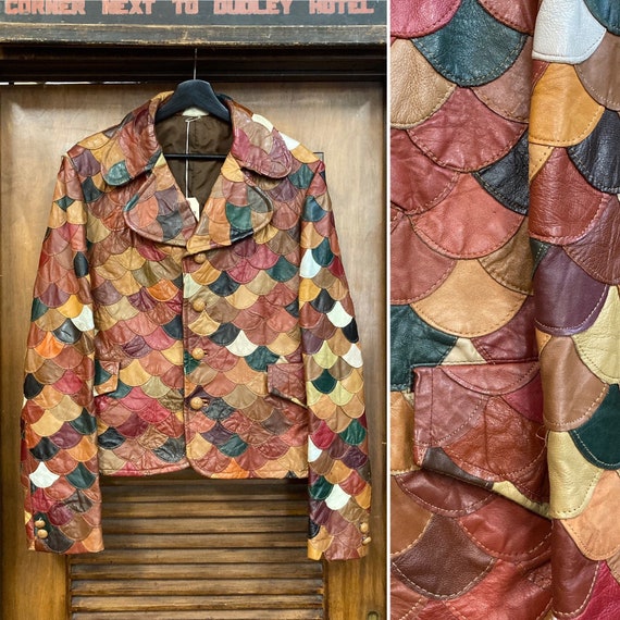 Vintage 1960’s Scallop Patchwork Leather Jacket, 6