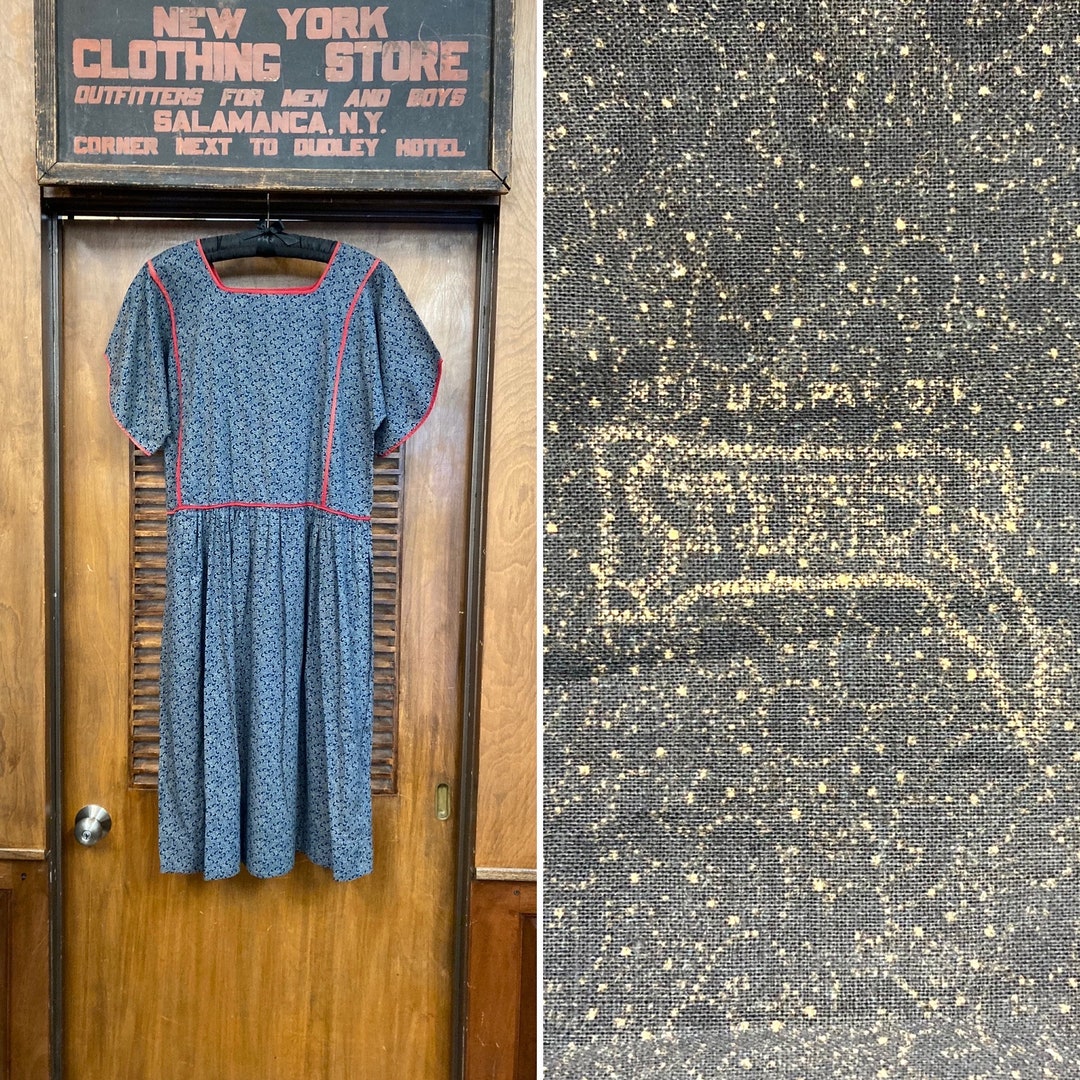 Antique Victorian Calico Indigo Ruffle Dress - Raleigh Vintage