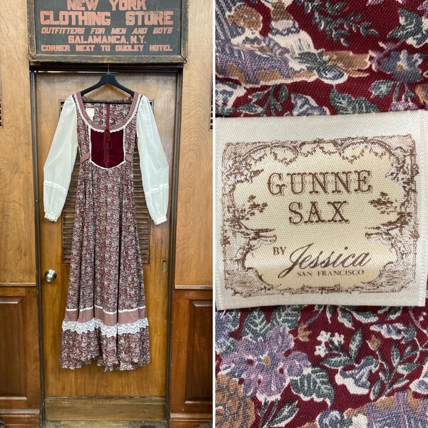 Vintage 1970’s Size 11 Gunne Sax By Jessica Prairie Boho Festival Lace Floral Dress, Hippie, Gunne Sax, Prairie Dress, Floral Dress, Corset