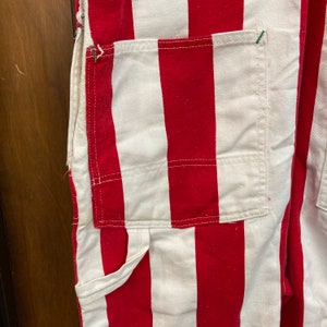 Vintage 1960s w40 Big Smith Red x White Stripe Mod Denim Overalls, Pop Art, Jeans, 60s Vintage Clothing image 9