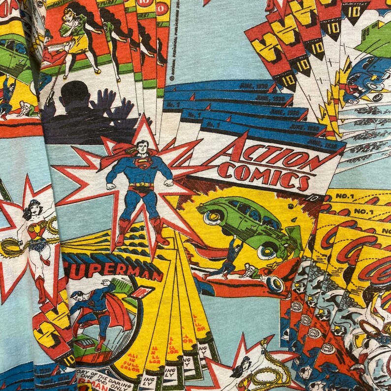 Vintage 1970s Superhero Action Comics Superman Pop Art Long Sleeve T-Shirt, 70s Tee Shirt, Vintage Clothing image 9