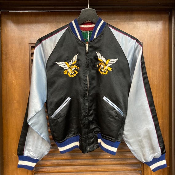 Vintage 1950's Korea Souvenir Tour Satin Reversible Bomber Jacket