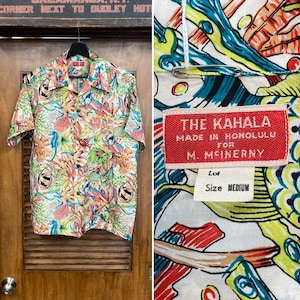 Vintage 1950’s “Kahala” Underwater Fish Silk Hawaiian Shirt -Deadstock- Original, Never Worn, 50’s Vintage Clothing