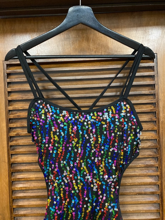 Vintage 1980’s Multi Color Sequin Disco New Wave … - image 3